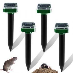 Lot de 4 Chasse Taupe Solaire: IP65 Imperméable Anti Taupe Solaire, Répulsif Solaire Anti-Taupes, Ultra Son Anti Taupe -Eloigner Taupe Solaire, Rrépulsif Souris Repeller Exterieur Anti Gopher (HQ SHENG LIMITED, neuf)