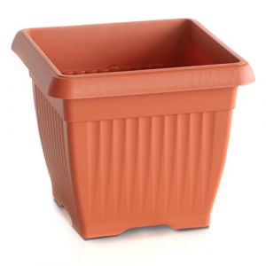 Terra H20 Pot de fleurs, pour plantes et fleurs, utilisation en intérieur et extérieur, carré, style classique, en plastique, couleur terre cuite, pour balcon, 7 litres, 24 x 24 x 20 cm (IMJ Global, neuf)