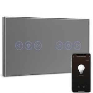 BSEED WiFi Variateur de Lumière Double,1 Gang 1 Voie Intelligent Interrupteur gradateur Gris,Compatible avec Alexa et Google Home,Interrupteur Connecté WiFi avec Écran Tactile(Ligne Neutre Requis) (BSEED SWITCH, neuf)