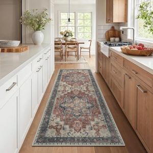 GENIMO Tapis Vintage de Couloir 80x200 cm, Lavables avec Dos Antid&eacute;rapant, &agrave; Poils Courts pour Couloir, Entr&eacute;e, Cuisine, Corridor,Rouge Persan Vintage (GENIMO FR, neuf)