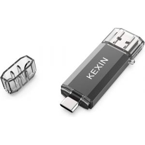 KEXIN Clé USB Type C 256Go 3.0 OTG Clef USB 3.0 et USB C 256 Go Cle USB Flash Drive 256 Giga 2 en 1 à Capuchon pour PC et Huawei Xiaomi Android Smartphone Doté Type C et OTG Activé (Noir) (KTDISK, neuf)