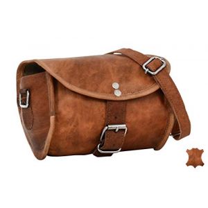 Gusti Sacoche vélo Cuir - “Rudi A.” Accessoires vélo Sacoche vélo Guidon Panier vélo Avant Sac vélo Sacoche pour vélo Sac vélo Pochette vélo Sac à bandoulière Vintage Marron Clair (Gusti Cuir, neuf)
