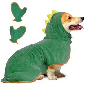 Peignoir pour Chien en Microfibre, Bibykivn Serviette pour Chien Super Absorbante, Lavable Serviette pour Animaux Peignoir de Bain, R&eacute;glable Peignoir pour Douche Natation (Vert, S) (Bibykivn, neuf)