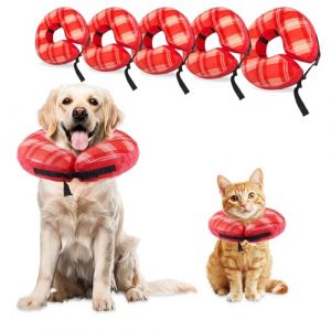 panemy Collier Collerette Gonflable pour Chien, Collerette Chien Gonflable avec Velcro Réglable, Collerette Chat, Adapté à La Chirurgie Ou à la Guérison des Plaies, Anti-Léchage (Rouge-A, XS) (FQWANG, neuf)