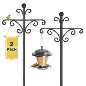 Lot de 2 mangeoires à oiseaux, 196 cm, station de suspension pour mangeoires à oiseaux sauvages, station d'alimentation autoportante pour le jardin, crochets doubles en métal robuste pour supports de (chuck11, neuf)