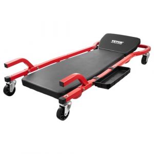 VEVOR Chariot de Visite 109,5 cm, Chariot de Mécanicien Charge 136,1 kg, Cadre en Acier, avec 6 roulettes, Appui-tête Rembourré Réglable, Plateau à Outils, pour Garage, Atelier, Réparation Automobile (VEVOR Direct Store FR, neuf)