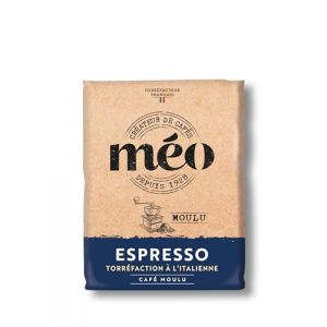 Cafés Méo Moulu Espresso - Torréfaction à l'Italienne - en Pack de 6 sachets de 1 KG - Niveau de torréfaction foncé (CAFES MEO, neuf)