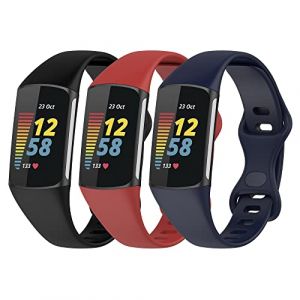Gheper Lot de 3 bracelets Slim Fit compatibles avec Fitbit Charge 6/Charge 5 Smartwatch Bracelet en silicone souple de remplacement Sport Bracelet pour femme homme (Gheper-FR, neuf)