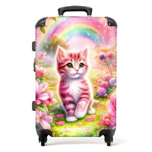 NoBoringSuitcases.com Valise Enfant, Grande Valise, Valise Enfant Fille, Valise Enfant Roulette, Serrure TSA, Valise pour Enfant, Valise Fille Ado, Valise Grande Taille (67cm - 72L) (Chaton - Rose) (NoBoringSuitcases, neuf)