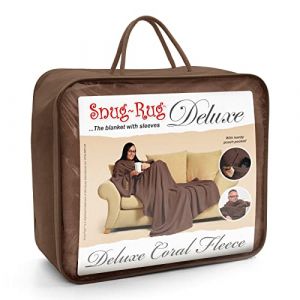 Marron Snug Rug Deluxe Couverture avec Manches Couverture &agrave; manches en polaire Plaid &agrave; Manche - Plaid Polaire avec Manche Femme Homme 260gsm luxueuse pour adulte Couverture Canape TV Hiver avec Poches Portables (CKB_LTD, neuf)