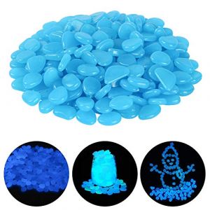 Ulikey 200 Pcs Pierre Lumineuse, Galet Lumineux Cailloux Artificiels Pierres Décoratives dans la Nuit pour Jardin Extérieur Aquarium Passerelles Piscine Chemin Pelouse Cour (Bleu) (HALOROMAN  ETRADE, neuf)