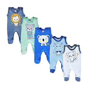 MEA BABY Dors-bien bébé unisexe avec imprimé en 100% coton en pack de 5. Dors-bien bébé fille Dors-bien bébé garçon (86, garçon 3) (MEA BABY, neuf)