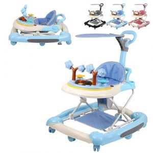 XUANYU Trotteur B&eacute;b&eacute; avec Station de Jeu, Chariot d'&eacute;veil Marche Trotteur, R&eacute;glable en Hauteur, Si&egrave;ge Confortable, pour 6-36 Mois Gar&ccedil;ons et Filles (Bleu VI) (XUASHW, neuf)