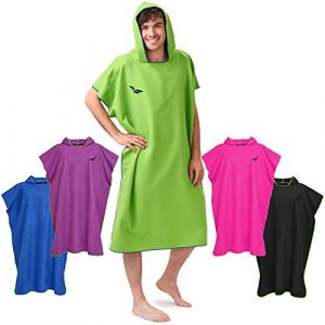Fit-Flip Poncho de Plage Microfibre pour se Changer &ndash; Serviette Cabine pour Piscine Adulte et la Natation &ndash; de Bain Femme et Homme, Le Surf et la Plage &ndash; Taille: M, Vert - Bleu Fonc&eacute; (Paraboo, neuf)