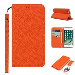 Copmob Coque iPhone 6 Plus/6S Plus avec Cordon,Cuir véritable Flip Portefeuille Étui en Cuir,[3 Porte Cartes][Fermeture magnétique][RFID Blocker],Housse Case pour iPhone 6 Plus/6S Plus - Orange (Copmob, neuf)
