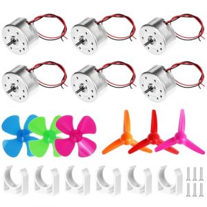QWORK® Kit de 6 mini moteurs générateurs, kit de moteur 3 V-12 V CC avec support de moteur et hélices pour projets de physique et de sciences (shavinglikes, neuf)