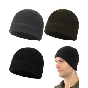HUVZOR 3 pi&egrave;ces Bonnet en Satin Homme Wave Cap Respirant, Bonnet Satin Cheveux Nuit Homme Anti-Frisottis, Skull Cap L&eacute;ger, Durag Homme Doux et Extensible pour Cyclisme, Sport, Sommeil, Moto, Casque (Volumetech OU, neuf)