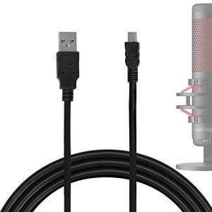 GEEKRIA for Creators Câble de microphone Mini-USB vers USB compatible avec HyperX QuadCast SAMSON Meteor, Audio-Technica AT2005USB, FIFINE K690, K678 Cordon de microphone équilibré Noir 300 cm (GeekriaDirectEU, neuf)