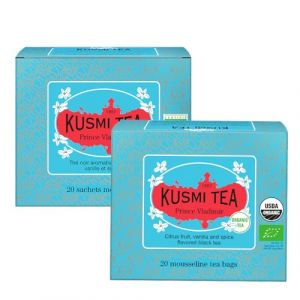 Kusmi Tea - Prince Vladimir - Lot de 2 boîtes - Earl Grey Bio à l'Orange, Aromatisé aux Agrumes, Cannelle, Bergamote, Vanille et Épices - Thé caféiné - 2x20 Sachets de Thé (Kusmi Tea - Paris, neuf)