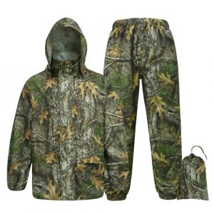 Tongcamo Combinaisons de pluie pour hommes imperméables - Veste de pluie Pantalon adulte Imperméable léger avec capuche Chasse Camo (TongCamo, neuf)