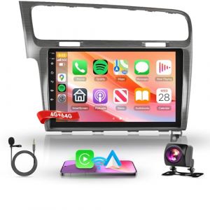 Rimoody 4G+64G Sans Fil Carplay Android Autoradio pour VW Golf 7 2013-2018 10.1 Pouces &Eacute;cran Tactile Autoradio avec Android Auto GPS Navi WiFi Mirror Link Bluetooth FM/RDS/32EQ/USB/SWC Cam&eacute;ra de Recul (Rimoody Direct, neuf)