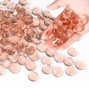 0.44 kg de billes de verre rose, perles de verre plates pour vases, cailloux pour la d&eacute;coration d&rsquo;aquarium, pierres de mancala, remplissage de vase (env. 85-100 pi&egrave;ces) (Meschett, neuf)