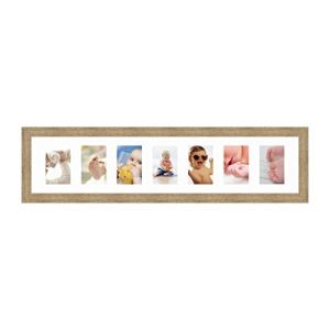 Cadres Photos pêle mêle multivues Super Blanc 7 Photo(s) 10x15 Passe Partout, Cadre Photo Mural 94x20 cm Naturel Beige, 3.5 cm de Largeur (RK Cadres, neuf)