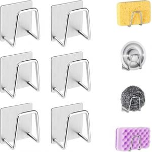 6 Pièces Porte Eponge Evier Cuisine, Porte éponge évier Cuisine,Porte Eponge Evier Auto Adhesif, Porte éponge évier, Support Eponge INOX, pour Le Rangement de Cuisine et Salle de Bain (LILELexiaoqi, neuf)