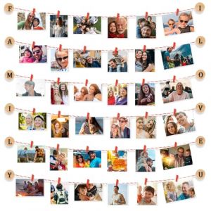 Uping Cadre Photo Pele Mele Mural Porte Photo Mural à Pince Cadre Multi Photo Accroche Photo en Bois DIY Decoration Maison（Photo Pince Rouge） (bene-eurshop, neuf)