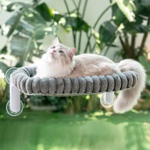 GUUSII HOME Hamac Chat Fenetre Panier Perchoir Transat Suspendu Pliable Support Etagere Cododo Lit pour Coussin Petite et Grande Chats Tapis Réversible Lavable en Machine 54 * 30cm (Gris, M) (GUUSII HOME, neuf)