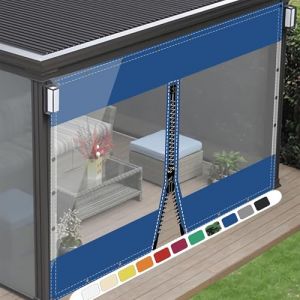 SDLLG Rideaux de s&eacute;paration Transparents avec &oelig;illets, en PVC - 0,5 mm - B&acirc;che lat&eacute;rale Transparente pour Pavillons, pergola, balcons, Jardins, Garage, Potence - 2,5 x 3,2 m (H x L) - Bleu - avec 1 (SDLLG Flagship Store, neuf)