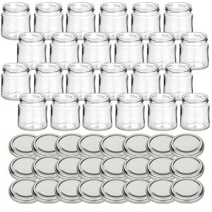 gouveo Lot de 24 Pots à Confiture 250g Miel avec Couvercle à Visser argenté - Petits Pots à provisions avec Couvercle à Visser TO66 - Pots à Confiture vides, Pots à épices (flaschendiscount, neuf)