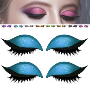 2 paires de patchs pour cils fard à paupières,Autocollants 3 en 1 réutilisables pour paupières,Avec faux cils, fard à paupières, eye-liner, pour soirées, bals de promo (Bleu) (zhengzhouraoxuemaoyiyouxiangongsi, neuf)