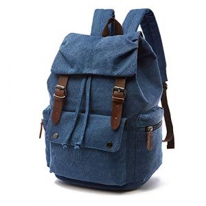 Rufun Sac &agrave; Dos en Toile Cartable Vintage pour Ordinateur Portable Daypack Randonn&eacute;e Voyage Grande capacit&eacute; Sac Unisexe (Bleu) (Rufun-eu, neuf)