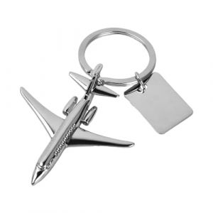 Porte-clés d'avion pour voiture - Personnalisé avec un charme One Piece - Pour les amateurs d'avion 8x5cm (argent) (lanyitao, neuf)