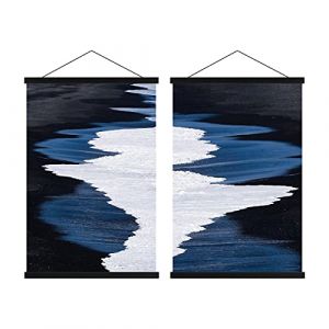 Lanpn B2 Cadre Poster Magnétique 56 CM, 56x70 56x100 Cadre Photo Aimanté en Bois Naturel pour Affiche Cadre Magnétique Cadre d'affiche Cadre Suspendu Porte-affiches (56cm, Noir, 2 Paquets) (BILLIONRVL, neuf)