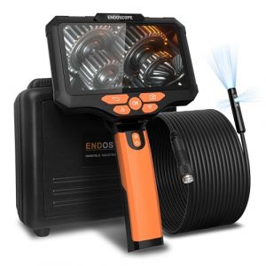 Uiivzey 15M Cam&eacute;ra Endoscopique Triple Objectif, 1920p Endoscope Canalisation avec &Eacute;cran IPS HD de 5 Pouces, &Eacute;tanche IP67, 10 LED R&eacute;glables Camera Inspection avec Carte 64 Go et C&acirc;ble Rempla&ccedil;able (Uiivzey-Mall, neuf)