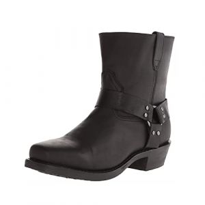 Bottes de cowboy vintage à bout carré avec fermeture éclair latérale pour homme, harnais de moto en cuir, Noir , 45 EU (Sawm Chan, neuf)
