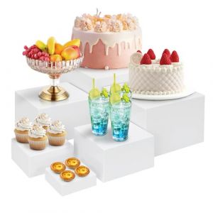 Umelee Pr&eacute;sentoir Aperitif Buffet 6 PCS, Support Buffet en Acrylique &agrave; Fond Creux, Pr&eacute;sentoirs pour Aliments, Desserts, Bijoux, Figurines, pour Table de F&ecirc;te, D&eacute;coration (Blanc) (Umelee-EU, neuf)