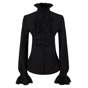 Chemise Victorienne pour Femme Gothique Steampunk Chemisier &agrave; Volants Vintage Manches Longues Haut Blouse Chic et &Eacute;l&eacute;gant Renaissance Pirate Top Soir&eacute;e Bal Party Printemps &Eacute;t&eacute; Mode (GUnakd, neuf)