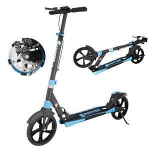 MEE GOO Trottinette avec frein &agrave; disque et double amortisseurs, roues en polyur&eacute;thane de 200 mm, roulements ABEC-7, trottinette pliable pour adolescents et adultes, housse antid&eacute;rapante, rose/blanc (MEE GOO TECH, neuf)