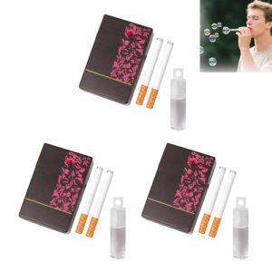 Lot de 3 Machine &agrave; Bulles de Savon pour Hommes et Femmes, Fausse Cigarette Souffleur de Bulles Cigarette &agrave; Bulles Baguettes &agrave; Bulles Jouet Anti-Stress Cadeau pour Mariage Anniversaire (F) (Hboumz, neuf)