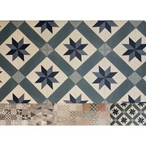 MadeInNature&reg; Tapis PVC Carreaux Ciment/Tapis en PVC diff&eacute;rentes Tailles/Vinyle id&eacute;al Style su&eacute;dois/Tapis de Passage Devant &eacute;vier/Recouvrement de Sol (140x200cm, Aubrac) (cit&eacute; de la d&eacute;co, neuf)