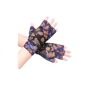 bmactosh Gants en dentelle pour femme - Mitaines florales - Accessoires de costume de f&ecirc;te de mariage, bleu royal, taille unique (fangmangdianzishangwuyouxiangongsi, neuf)