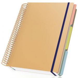Yarotm Carnet Spirale A4-1 PC Ligne Cahier de Note 23.5x29.8cm - 120 Feuilles/240 Pages Bloc Note A4-90g/m² Papier Ligné Notebook - Beige Carnet A4 de Voyage Couverture Souple et Spirale (Droking, neuf)