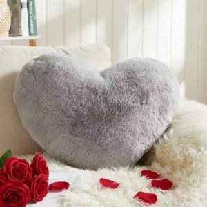 Yhoelata Saint Valentin Coussin Coeur, Coussins en Forme de C&oelig;ur Gris Clair, Coussin Enfant Decoration Chambre Ado Fille, Coussins Peluche Doux, Oreiller Lit Petit Canap&eacute; Kawaii, 25 * 35cm (Yhoelata, neuf)