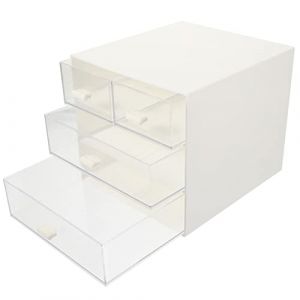 FRCOLOR bo&icirc;te &agrave; sachets de th&eacute; &agrave; tiroir afficher transparent unit&eacute; collier &eacute;tag&egrave;re tiroirs de rangement comodes rangement organisateur de bureau avec tiroirs cas de style tiroir blanche (Laners, neuf)