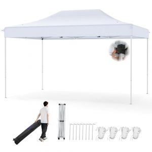 RELAX4LIFE Tonnelle Pliante 3x4,5 Imperméable, Tonnelle de Jardin Extérieur Pop-Up Facile à Monter, Hauteur Réglable, Protection UV, Barnum Tente de Réception, Sac à roulettes (Blanc) (RELAX4LIFE, neuf)