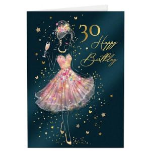 Joli Coon Papeterie Carte anniversaire 30 ans STARDUST Lady &ndash; Carte anniversaire 30 ans femme avec enveloppe en papier premium et v&eacute;ritable cachet de cire (JoliCoon, neuf)