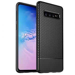 ebestStar - Coque Compatible avec Samsung S10 Galaxy Housse Etui Gel Motif Fibre Carbone Luxe Flex TPU Premium, Noir [Appareil: 149.9 x 70.4 x 7.8mm, 6.1''] (ebestPro-fr, neuf)